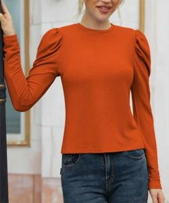 Budget 🎁 IZURIA Orange Puff-Sleeve Top - Plus ✔️