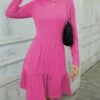 Coupon ✔️ IZURIA Fuchsia Ruffle-Accent Long-Sleeve A-Line 👗 Dress - 👩 Women 😀