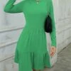 Coupon 👍 IZURIA Green Ruffle-Accent Long-Sleeve A-Line 👗 Dress - 👩 Women 🎁