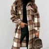 Cheapest 🎉 IZURIA Brown & White Plaid Pocket Longline Button-Up Shacket - 👩 Women & Plus 💯