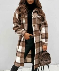 Cheapest 🎉 IZURIA Brown & White Plaid Pocket Longline Button-Up Shacket - 👩 Women & Plus 💯