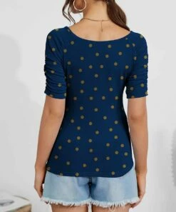 Coupon 👏 IZURIA Teal & Pink Floral Ruched-Sleeve Scoop Neck Top - 👩 Women 🎁 -IZURIA Sales Store zu100666023 alt 2 tm1646771601