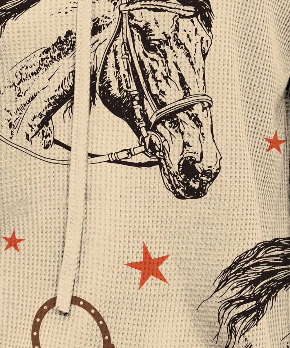 Buy π IZURIA Apricot & Black Horse Head Waffle-Knit Drawstring Cowl Neck Top - π© Women & Plus π 3 Buy π IZURIA Apricot & Black Horse Head Waffle-Knit Drawstring Cowl Neck Top - π© Women & Plus π - Image 3