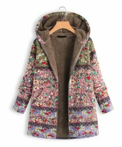 Promo ⌛ IZURIA Pink & Green Floral Sherpa-Lined Pocket Hooded Zip-Front 🧥 Coat - 👩 Women 😀