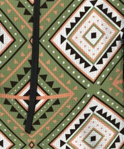 Budget 🎁 IZURIA Green & White Geometric Cowl Neck Drawstring Hi-Low Top - 👩 Women 🎉 -IZURIA Sales Store zu101198883 alt 2 tm1637099597