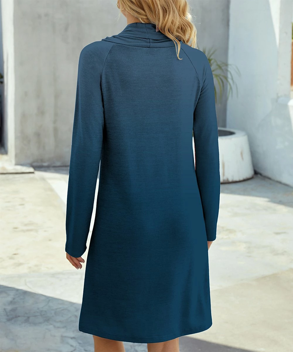 Outlet β IZURIA Blue Snowflake Cowl-Neck Shift π Dress - π© Women π 2 Outlet β IZURIA Blue Snowflake Cowl-Neck Shift π Dress - π© Women π - Image 2