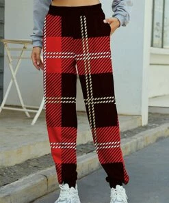 Discount ✨ IZURIA Red & White Plaid Pocket Joggers - 👩 Women 😉