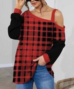 IZURIA Sales Store 35 Best reviews of β€οΈ IZURIA Red & Black Plaid Bishop-Sleeve Waffle-Knit Asymmetrical Tunic - π© Women π
