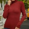 Best Sale 🔔 IZURIA Red Long-Sleeve Turtleneck Top - 👩 Women ⌛