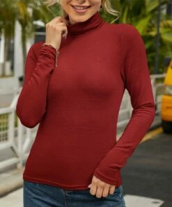 Best Sale 🔔 IZURIA Red Long-Sleeve Turtleneck Top - 👩 Women ⌛