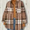 Hot Sale 👍 IZURIA Mocha & White Plaid Chest-Pocket Shacket - Plus 🛒