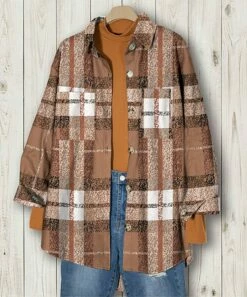 Hot Sale π IZURIA Mocha & White Plaid Chest-Pocket Shacket - Plus π