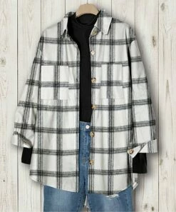 Best reviews of 🎉 IZURIA Black & White Plaid Chest-Pocket Shacket - Plus ✨