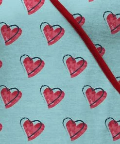 Best Pirce ❤️ IZURIA Blue & Red Heart Bishop-Sleeve Surplice Top - 👩 Women ⭐ -IZURIA Sales Store zu101848403 alt 2 tm1640029718