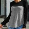 Discount 🔔 IZURIA Black & Gray Color Block Long-Sleeve Crewneck Top - 👩 Women 🌟