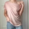 Best Pirce 👍 IZURIA Pink Tie-Shoulder Asymmetrical Tee - Plus 🌟