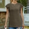 Best reviews of 🌟 IZURIA Mocha Butterfly-Sleeve Crewneck Top - 👩 Women 🥰