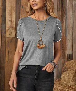 Hot Sale 🧨 IZURIA Gray & White Lace-Trim Cap-Sleeve Top - Plus 🔔