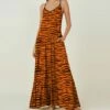 Wholesale ⌛ IZURIA Orange & Coffee Zebra Pocket Sleeveless Maxi 👗 Dress - 👩 Women 🛒