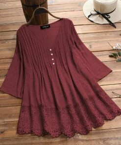 Cheapest 🎁 IZURIA Wine Pin Tuck Lace-Trim Button-Front Sleeveless Top - 👩 Women & Plus 🔔