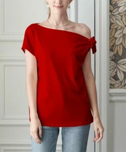 Budget 🌟 IZURIA Red Tie-Strap Off-Shoulder Top - Plus 🤩