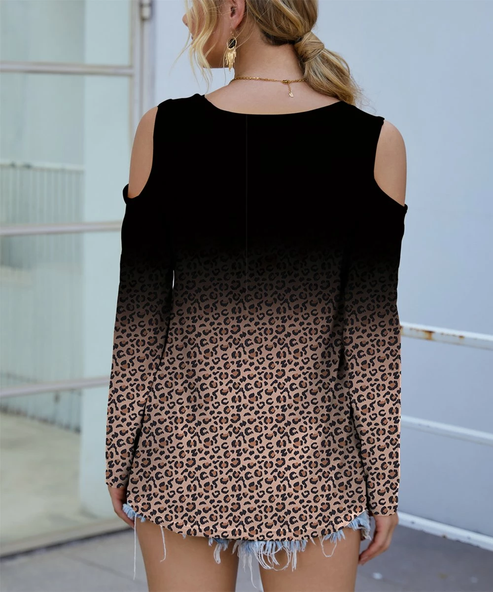 Flash Sale π IZURIA Black & Brown OmbrΓ© Leopard Scoop Neck Cutout Top π 2 Flash Sale π IZURIA Black & Brown OmbrΓ© Leopard Scoop Neck Cutout Top π - Image 2