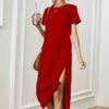 Best reviews of 🤩 IZURIA Red Knot-Accent Side-Slit Midi 👗 Dress - 👩 Women 🌟