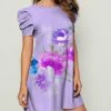 Coupon 🛒 IZURIA Lavender Floral Puff-Sleeve Shift 👗 Dress - Plus 💯