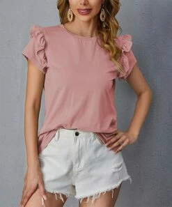 New 👏 IZURIA Pink Flutter-Sleeve Top - Plus 💯