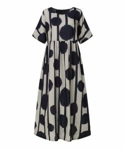 Best Sale 😀 IZURIA Navy & White Polka Dot Stripe Empire-Waist Maxi 👗 Dress - Plus 🌟