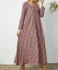 Best reviews of ⭐ IZURIA Mauve & Pink Floral Square Neck Empire-Waist Maxi 👗 Dress - 👩 Women ✔️ -IZURIA Sales Store zu104562649 alt 2 tm1649166127