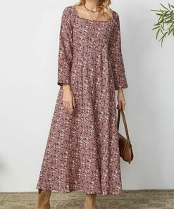 Best reviews of ⭐ IZURIA Mauve & Pink Floral Square Neck Empire-Waist Maxi 👗 Dress - 👩 Women ✔️