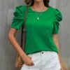 Hot Sale ✨ IZURIA Green Crewneck Puff-Sleeve Top - Plus ❤️