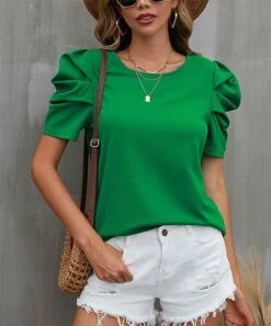 Hot Sale β¨ IZURIA Green Crewneck Puff-Sleeve Top - Plus β€οΈ