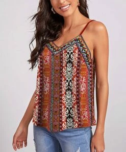 Best deal 🛒 IZURIA Red & Pink Floral Embroidered Ribbon-Trim V-Neck Camisole - 👩 Women 😀