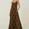 Cheap 🌟 IZURIA Brown & Black Paisley Sleeveless Maxi 👗 Dress - 👩 Women ⌛