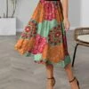 New 🌟 IZURIA Orange & Green Mandala Midi 👗 Skirt - 👩 Women ⌛