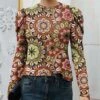 Budget ✨ IZURIA Green & Red Floral Puff-Sleeve Top - 👩 Women ✨