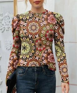 Budget ✨ IZURIA Green & Red Floral Puff-Sleeve Top - 👩 Women ✨