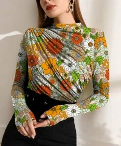 Outlet 👍 IZURIA Red & Orange Floral Drape Top - 👩 Women & Plus 😍