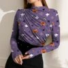 Cheapest ⭐ IZURIA Purple & Orange Pumpkin Ghost Ruched-Front Long-Sleeve Top - 👩 Women 😉