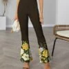 New 👏 IZURIA Coffee & Yellow Floral Flare Pants - 👩 Women ❤️