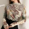 Deals ⌛ IZURIA Apricot & Coral Paisley Ruched-Front Long-Sleeve Top - 👩 Women & Plus 🎉