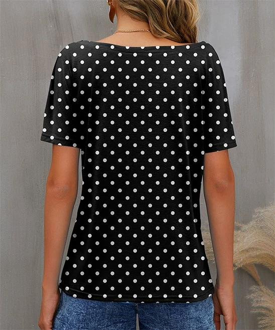 Top 10 π IZURIA Black & White Polka Dot Boatneck Tee - π© Women βοΈ 2 Top 10 π IZURIA Black & White Polka Dot Boatneck Tee - π© Women βοΈ - Image 2