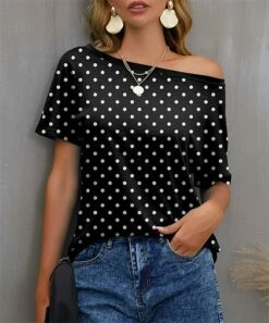 Top 10 π IZURIA Black & White Polka Dot Boatneck Tee - π© Women βοΈ