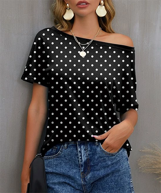 Top 10 π IZURIA Black & White Polka Dot Boatneck Tee - π© Women βοΈ 1 Top 10 π IZURIA Black & White Polka Dot Boatneck Tee - π© Women βοΈ