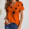 Outlet 👏 IZURIA Orange & Black Spider Short-Sleeve V-Neck Top - 👩 Women 👏