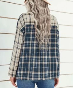 Outlet π IZURIA Blue & White Plaid-Contrast Pocket Button-Up Shacket - π© Women π― 5 Outlet π IZURIA Blue & White Plaid-Contrast Pocket Button-Up Shacket - π© Women π― -IZURIA Sales Store zu108134437 alt 2 tm1660518207