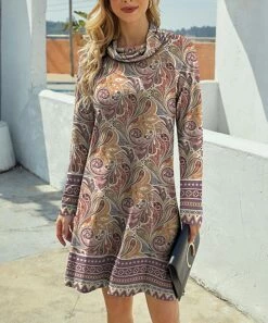 Wholesale 😉 IZURIA Wine & Yellow Floral Raglan-Sleeve Cowl-Neck 👗 Dress - 👩 Women & Plus ⌛