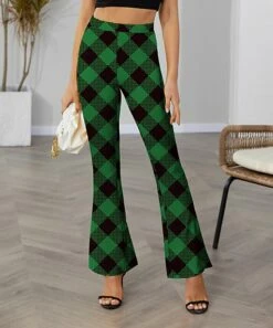 Best Sale β IZURIA Black & Green Plaid Elastic-Waist Flare Pants - π© Women β